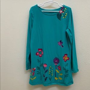 Lands End Girls Tunic/dress with appliqué Flowers